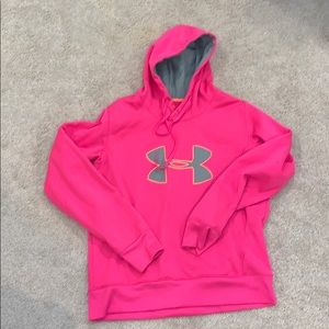 Pink and gray under armour hoodie